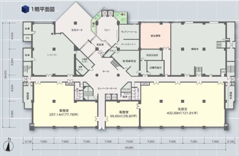 1階、平面図